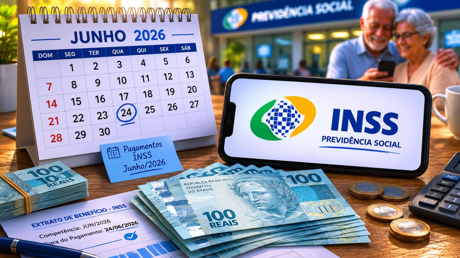 Pagamentos do INSS vão de 24 de junho a 7 de julho
