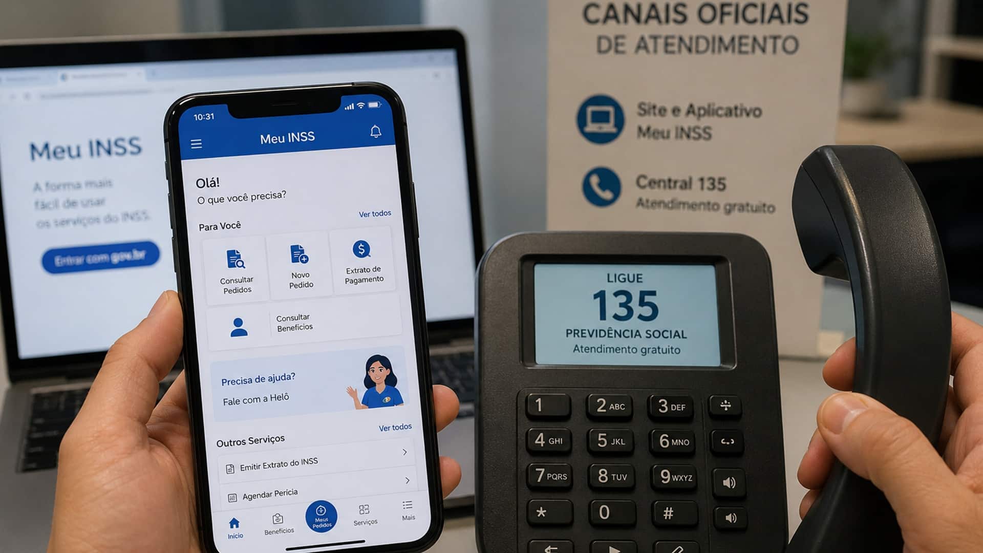 Meu INSS e telefone 135: veja os canais seguros para buscar atendimento