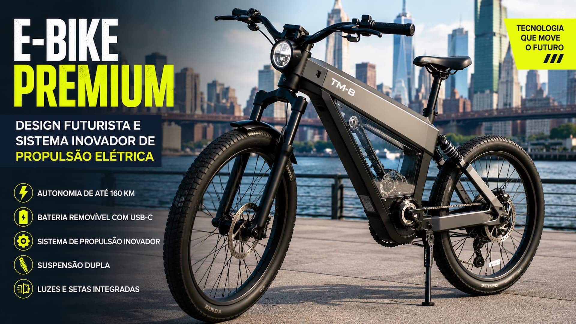 Nova e-bike une design sofisticado e sistema elétrico inovador
