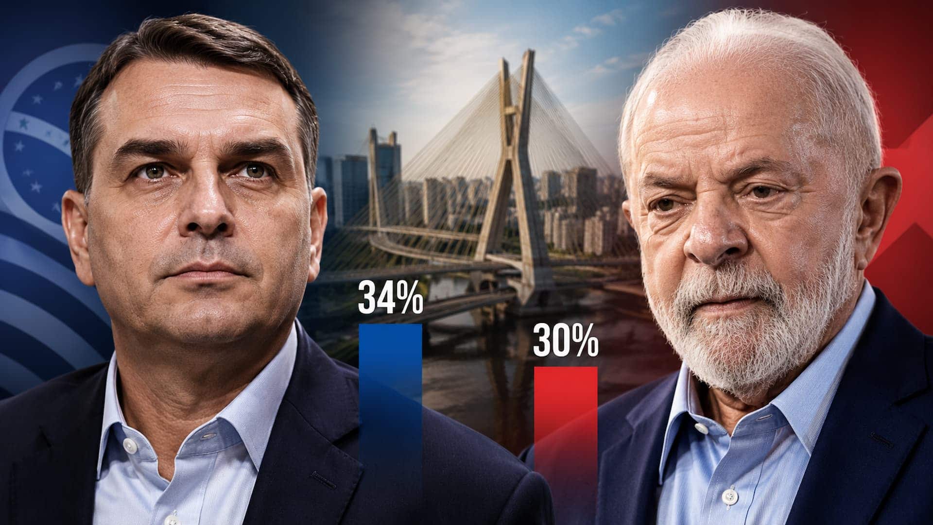 Quaest em SP: Flávio marca 34% e Lula aparece com 30% no 1º turno