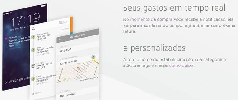 gasto no cartão de crédito em tempo real