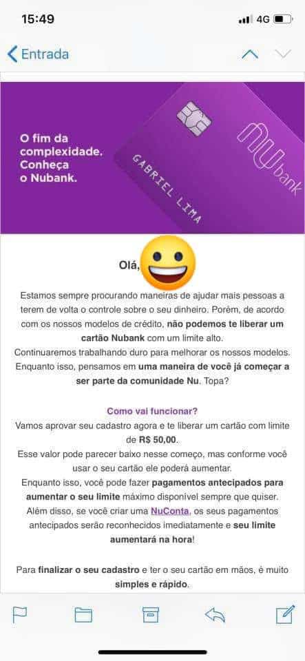 Nubank dá limite