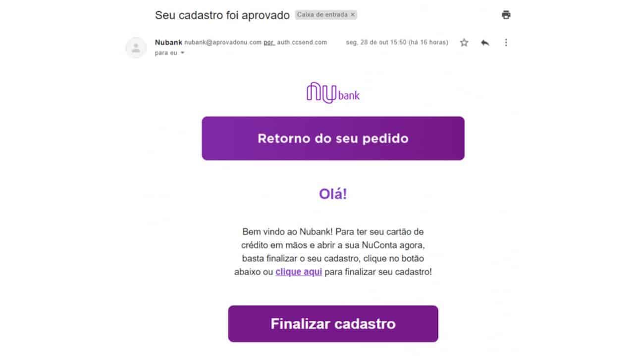 Golpe aprovação no Nubank