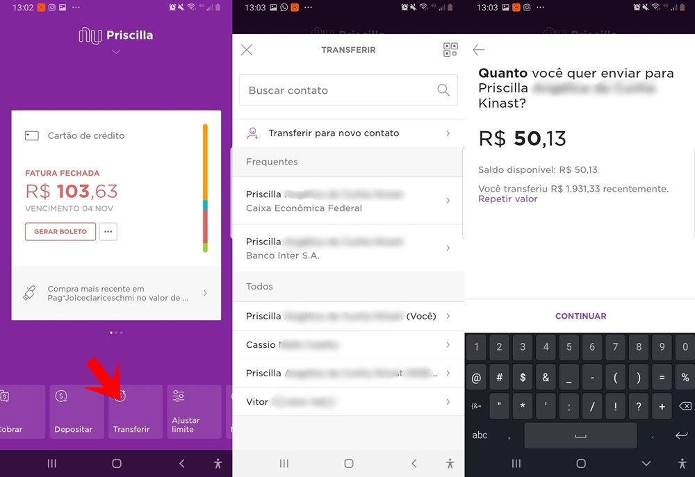 transferencias frequentes nuconta