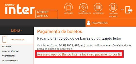 Transferências pelo Internet Banking