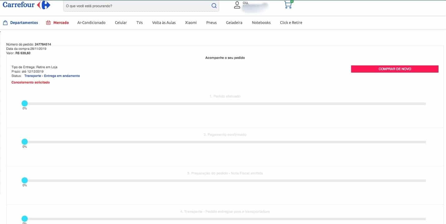 erro do site carrefour