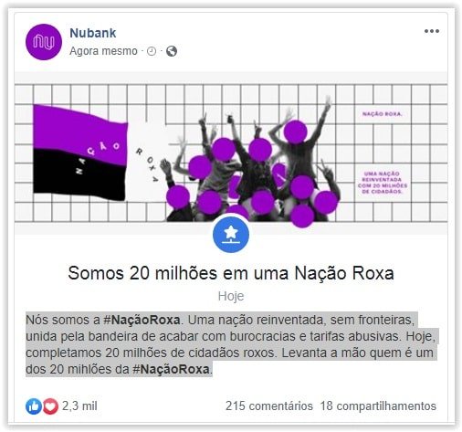 Nubank comemora marca