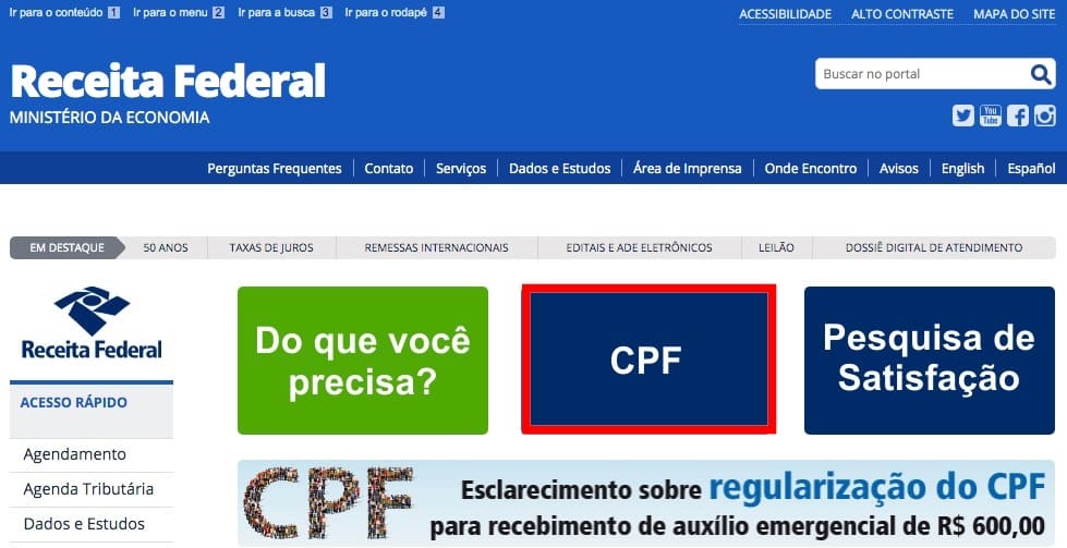 como regularizar o cpf pela internet