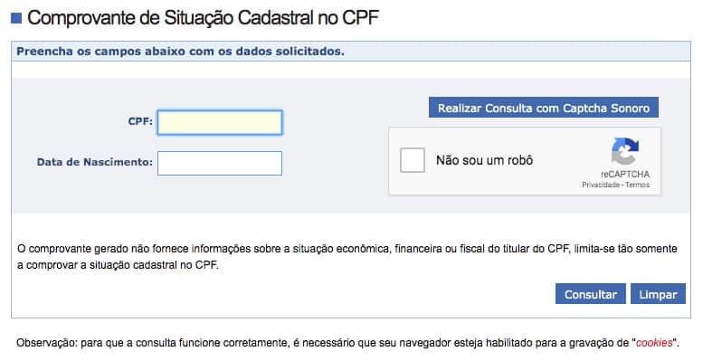 regularizar o CPF pela internet
