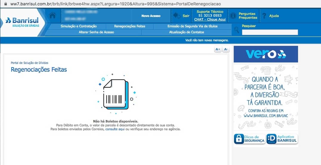 divida sumiu no internet banking do banrisul
