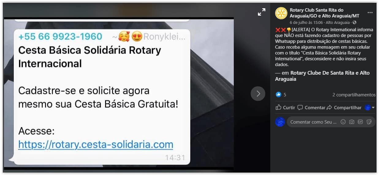 Rotary desmentindo boato