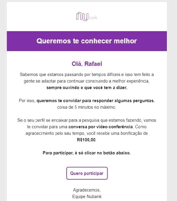 suposto falso e-mail do Nubank