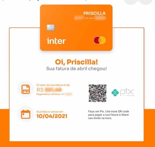Como pagar a fatura do cartão de crédito do Banco Inter pelo Pix