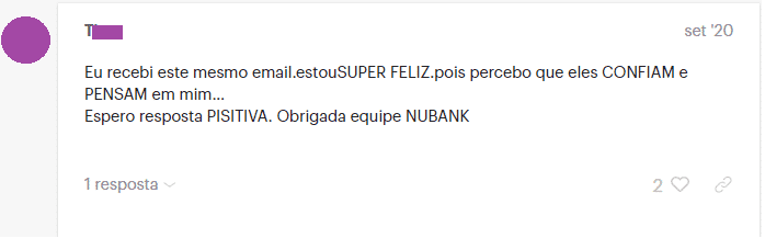 limite de 50 reais no cartão do Nubank é voto de confiança