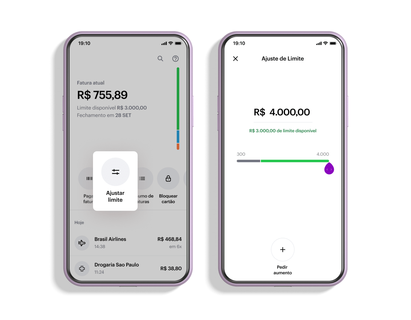 ajuste de limite no app do Nubank