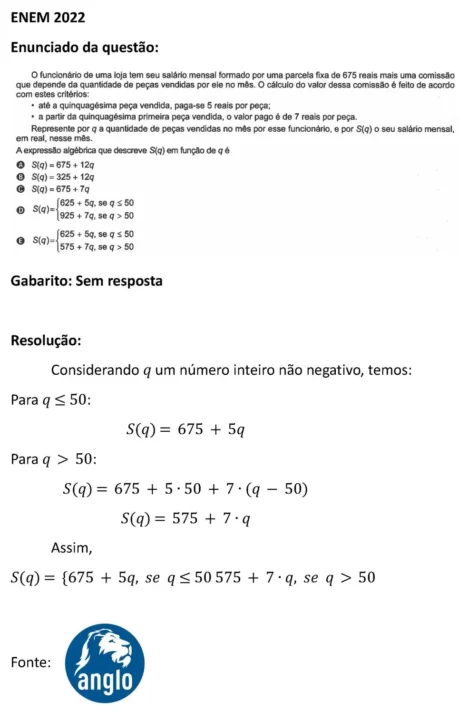 Resolução do Anglo para a questão do Enem.
