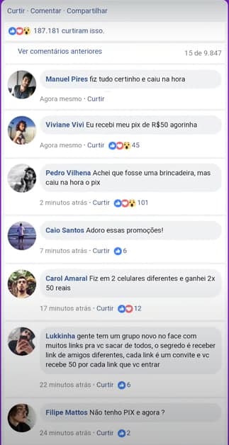 Comentários falsos da promoção Nubank Natal Feliz