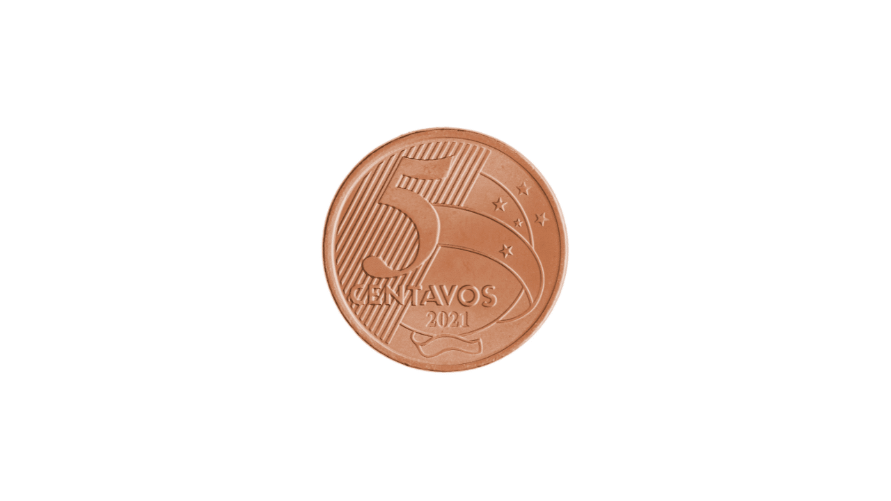 Parte da frente de uma moeda de 5 centavos