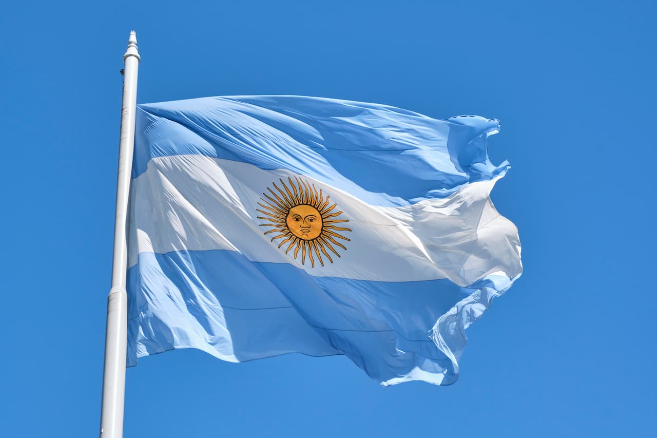Bandeira da Argentina no mastro