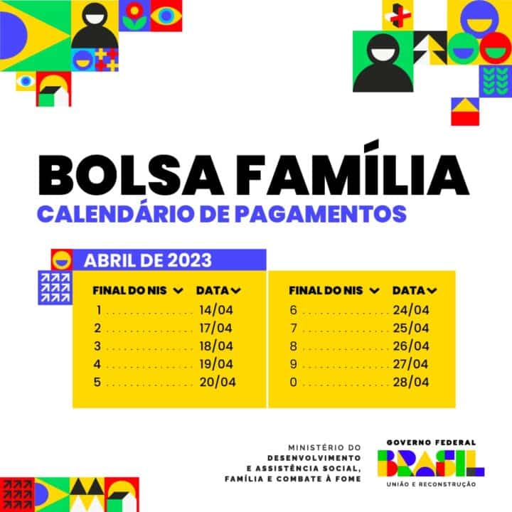 calendário oficial do Bolsa Família e do Auxílio-gás