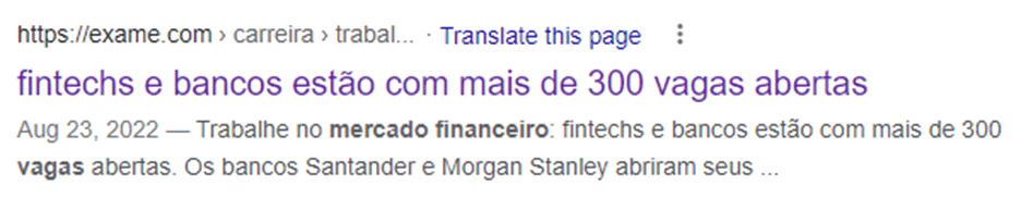 Google Search vagas em bancos