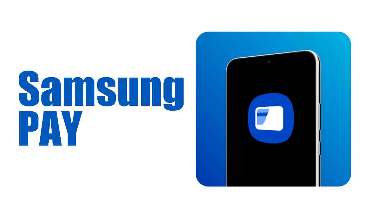 Imagem ilustrativa do Samsung Pay, com um celular com carteira digital.