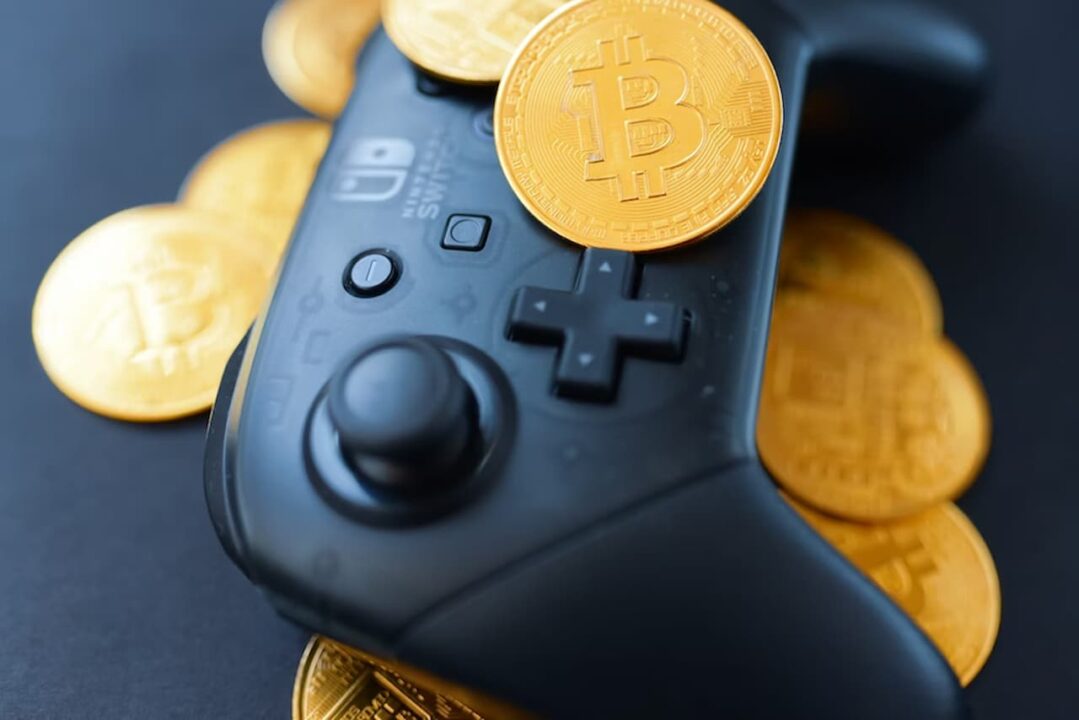 Bitcoin em cima Joystick de Nintendo Switch