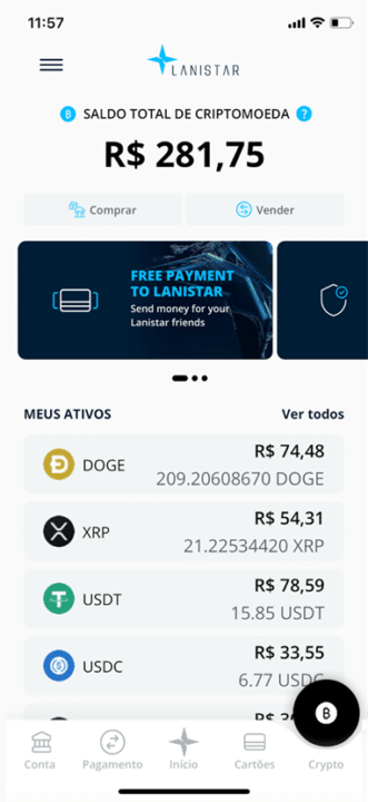 Lanistar Saldo Total de Criptomoeda