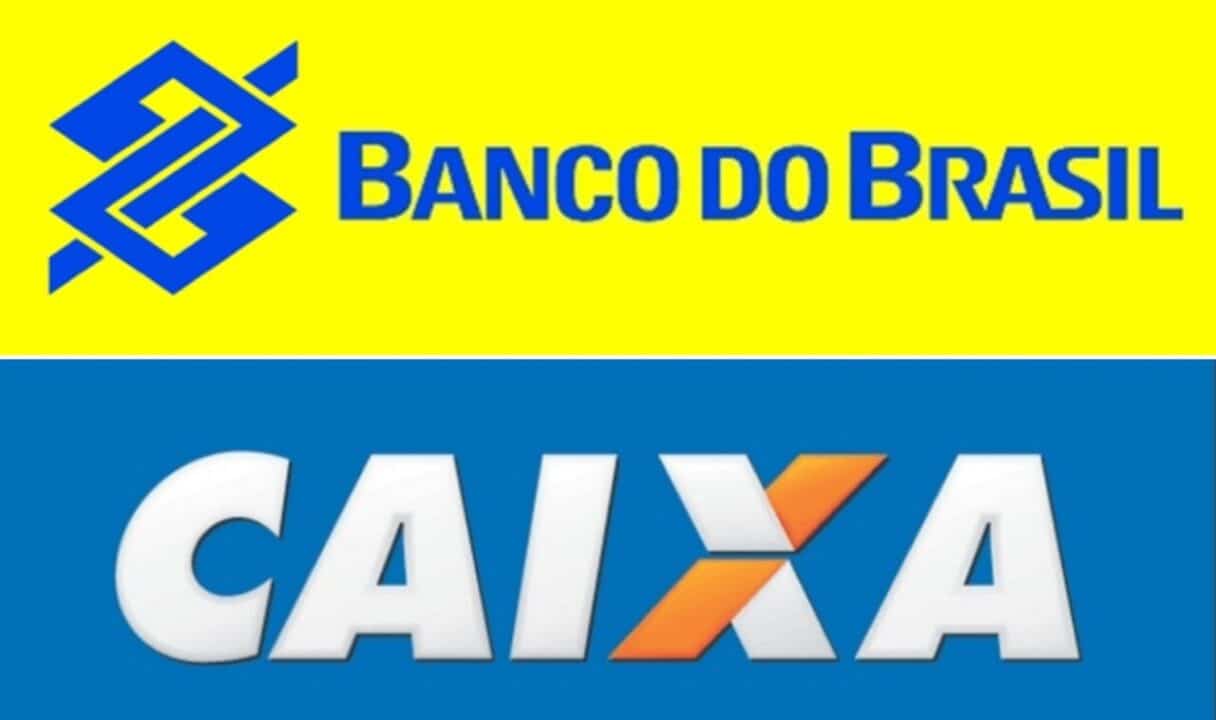 Logomarca dos bancos Caixa Econômica Federal e Banco do Brasil