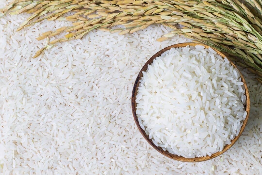 Imagem de uma tigela de arroz e de grãos do cereal Anvisa