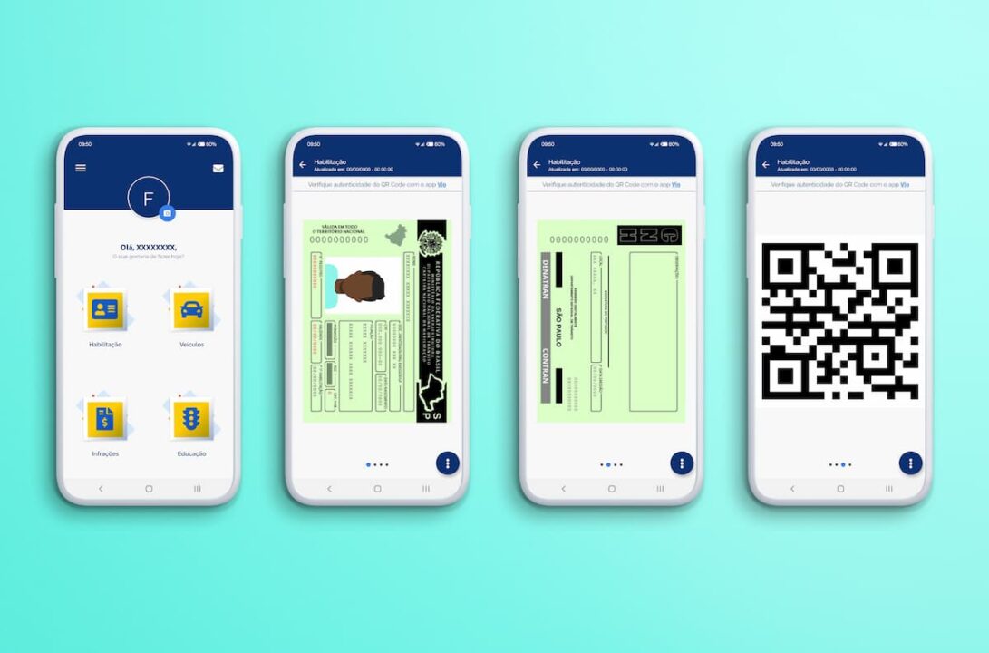 Aplicativo CNH Digital mostrando todas as funções do aplicativo
