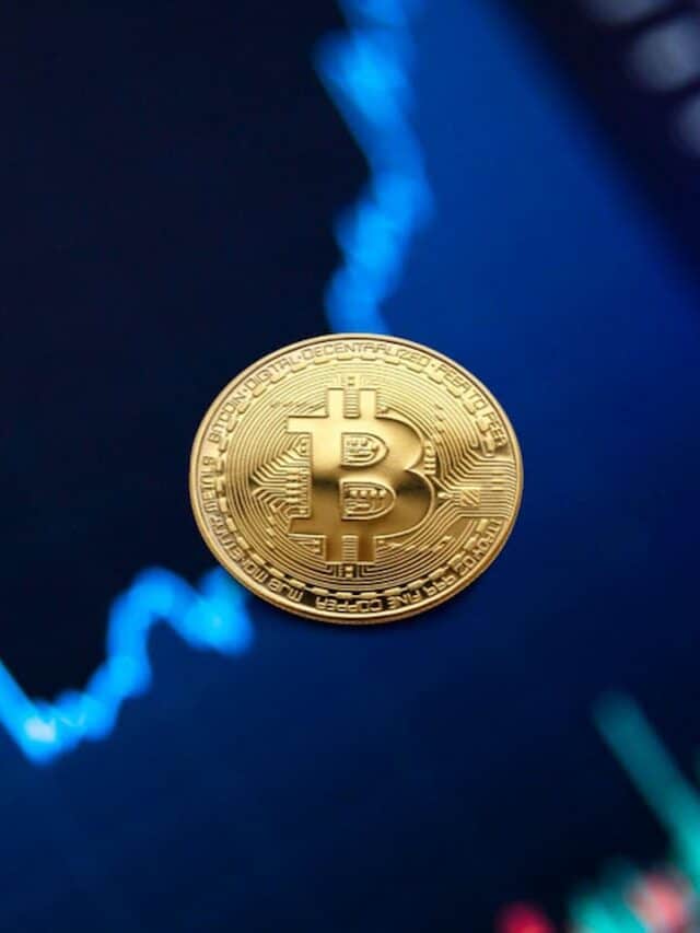 Bitcoin com gráfico no fundo