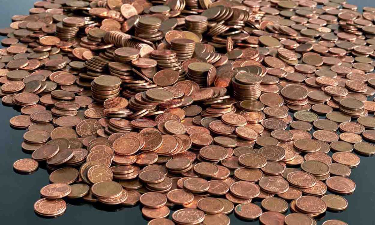 montante de moedas de um centavo