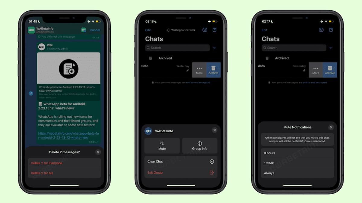 A imagem mostra a nova atualização do WhatsApp para iPhone.