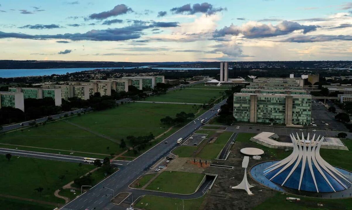 Imagem aérea da Esplanada dos Ministérios, em Brasília.