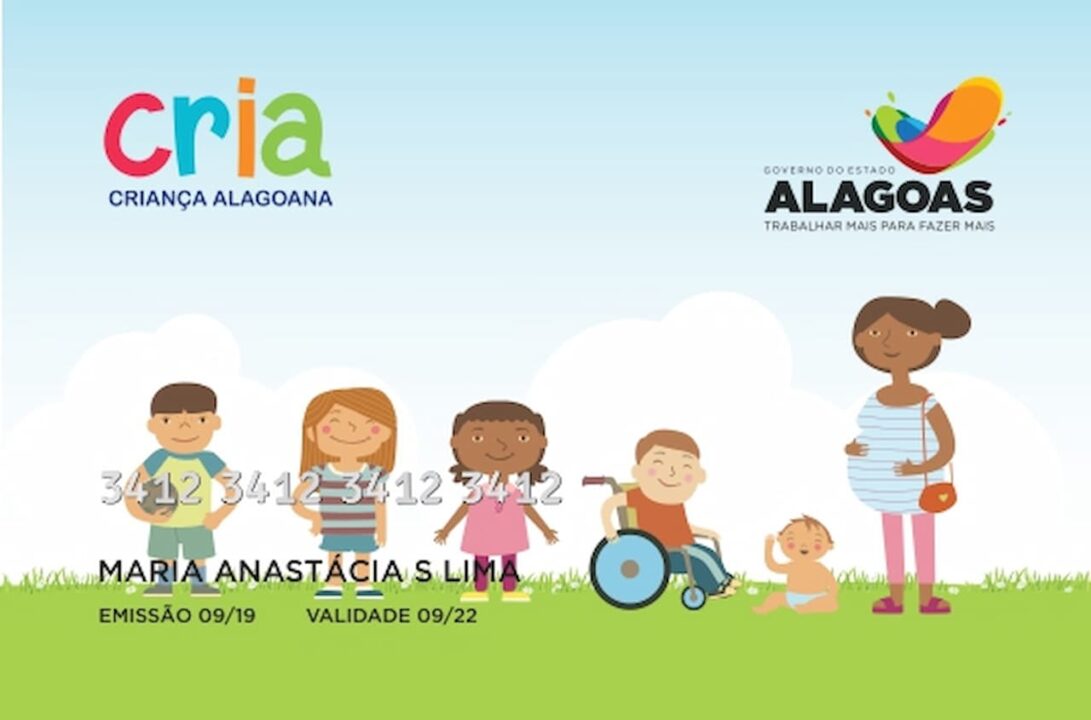 Imagem de um cartão do programa Cria - Criança Alagoana.