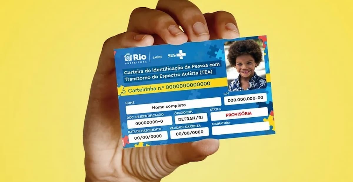 Imagem do exemplo da carteira de identificação TEA do Rio de Janeiro