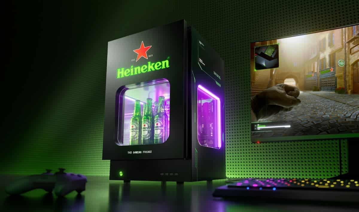 A geladeira gamer da Heineken, que será de graça para 3 brasileiros.