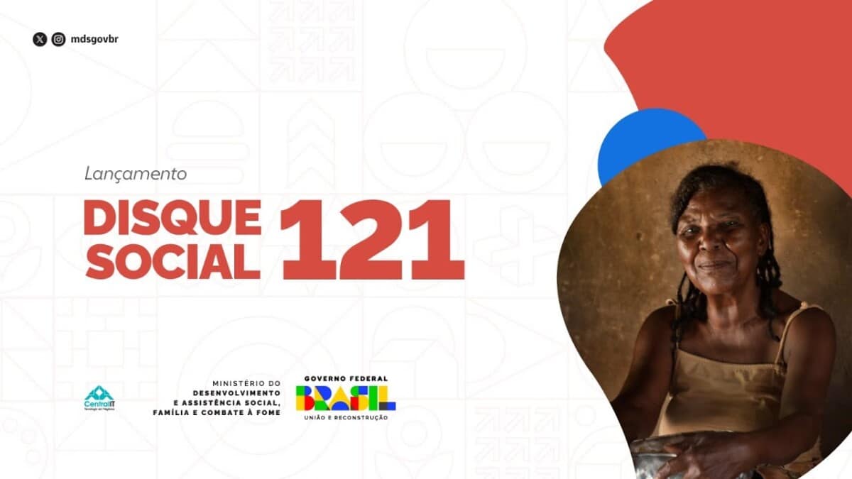 Imagem de lançamento da Central 121, do WhatsApp do Bolsa Família.