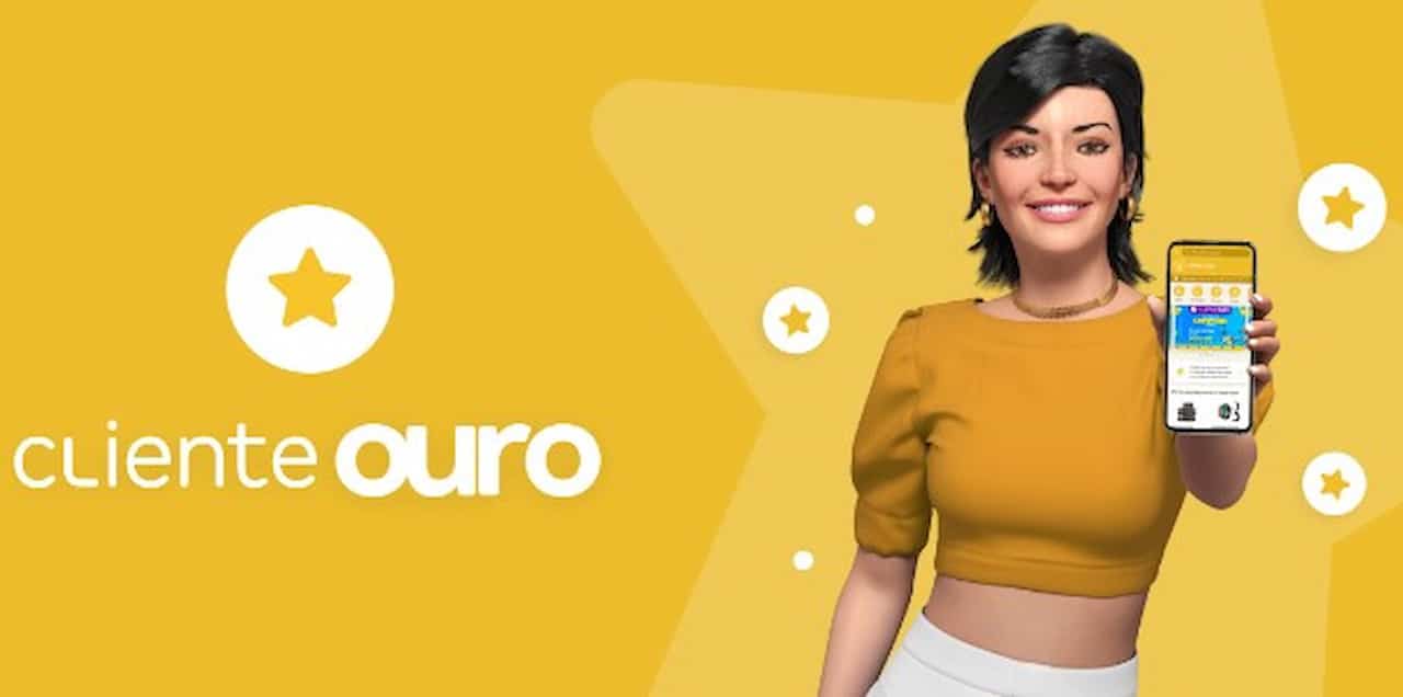 Nome do programa Cliente Ouro ao lado da assistente virtual do Magalu, a Lu