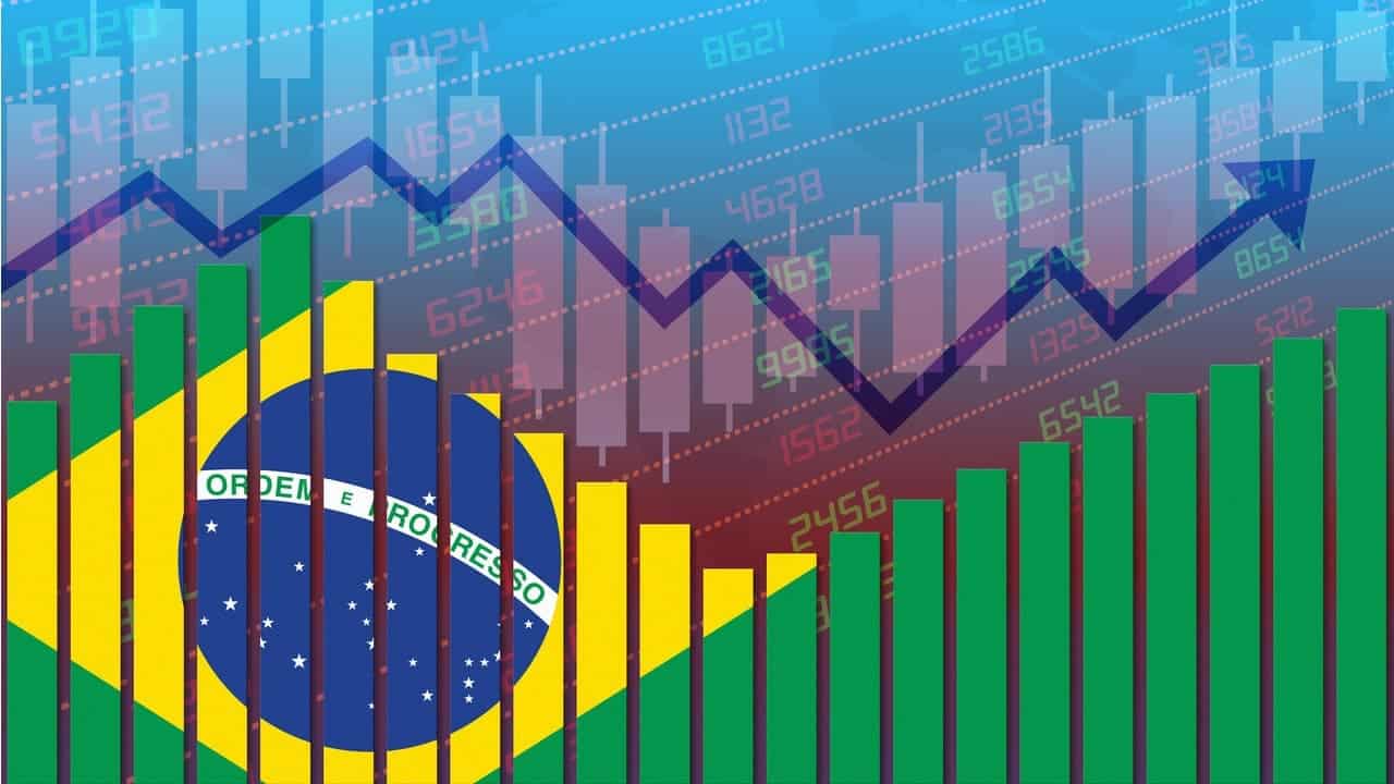 Gráfico de linha com bandeira do Brasil