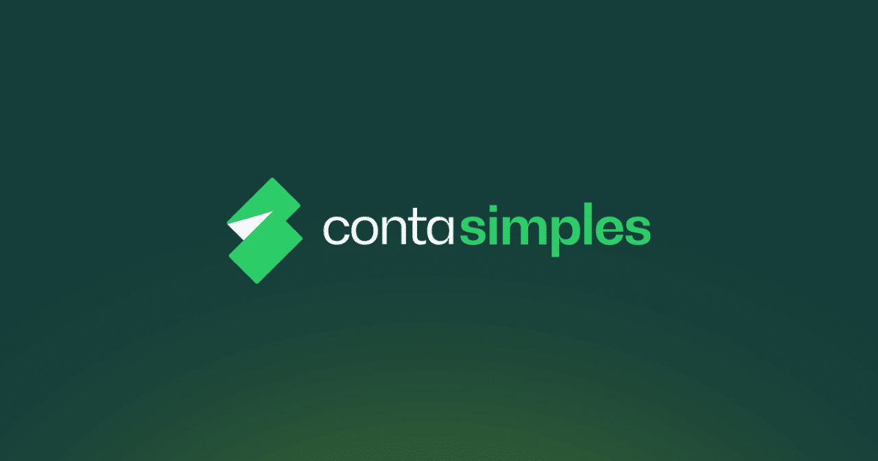 Logotipo da fintech Conta Simples em fundo verde escuro.