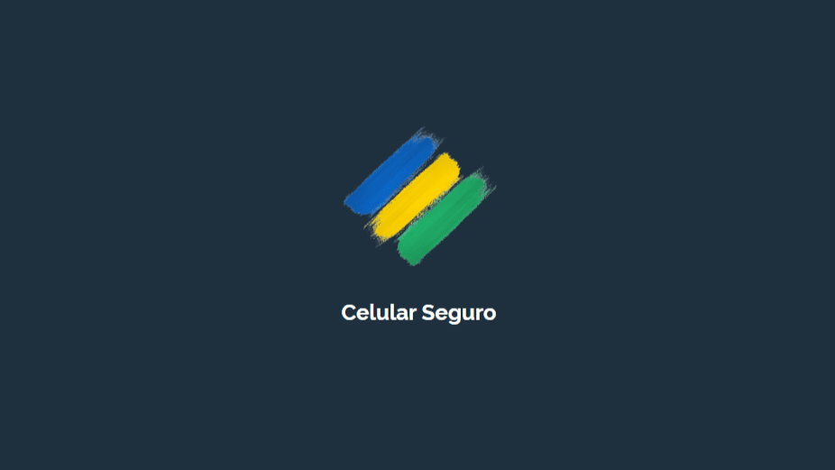 Logo da plataforma Celular Seguro, do governo federal, sobre fundo azul-escuro.