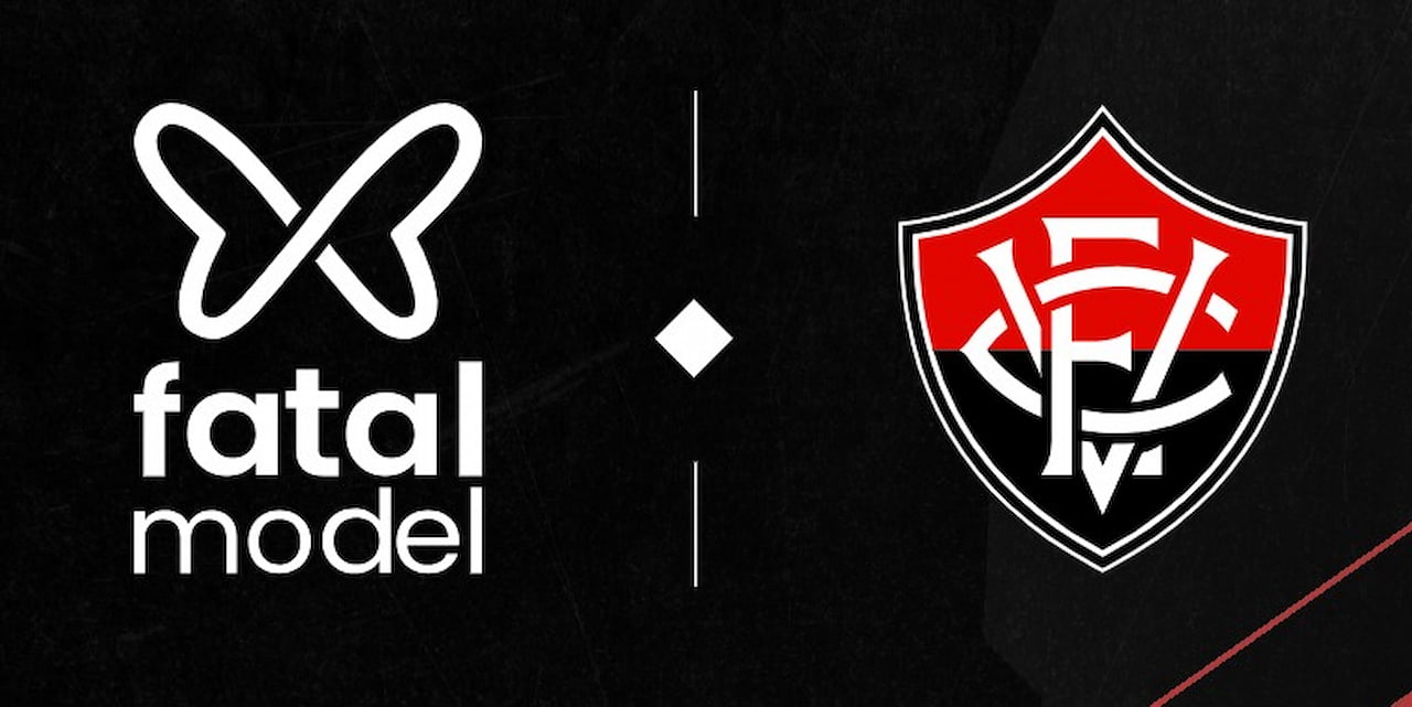 Escudo do Vitória ao lado da logo da Fatal Model