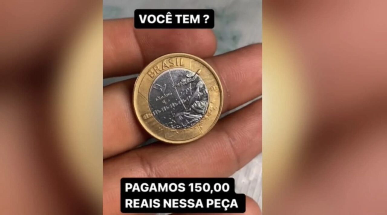 Imagem de moeda rara sendo exibida