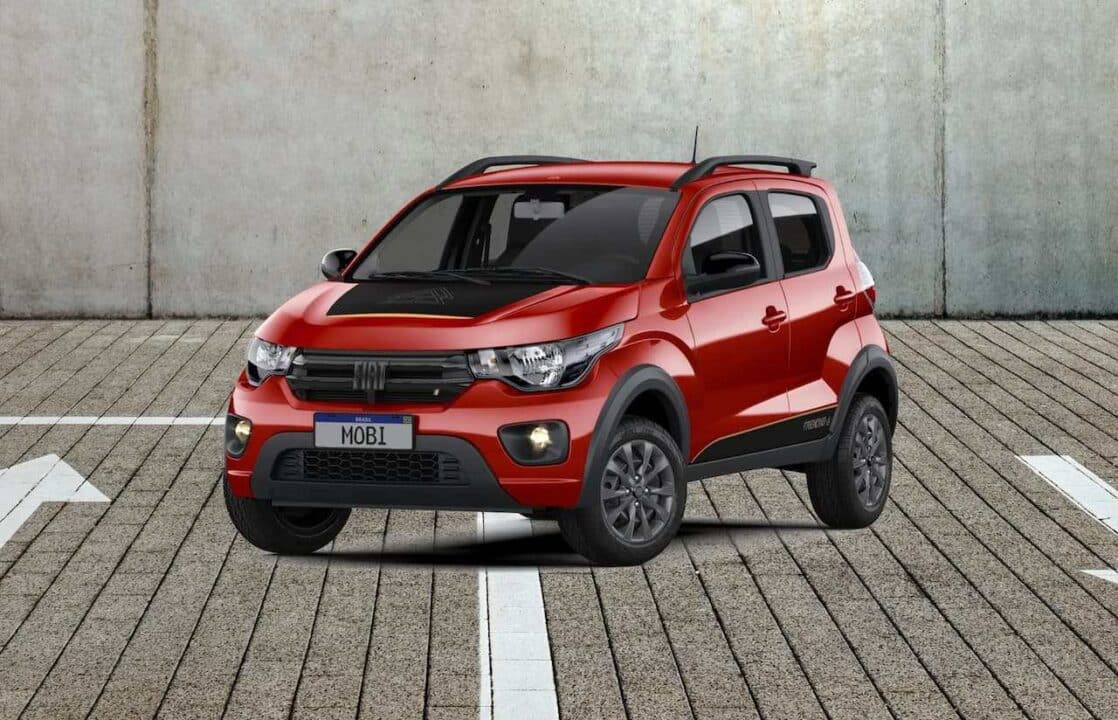 Foto de um Fiat Mobi vermelho