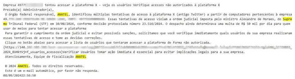 Bloqueio do X: Golpistas enviam e-mails falsos para roubar dados confidenciais