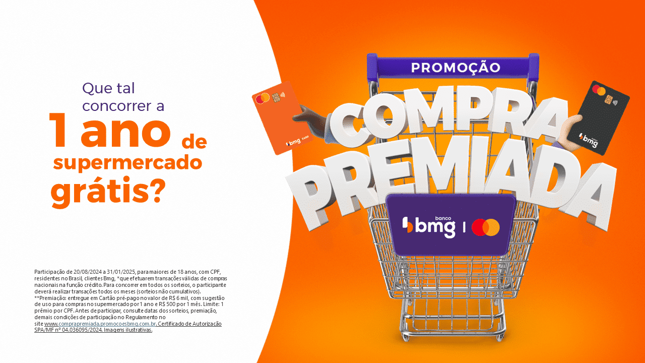 Promoção do BMG vai premiar clientes com um ano de supermercado grátis