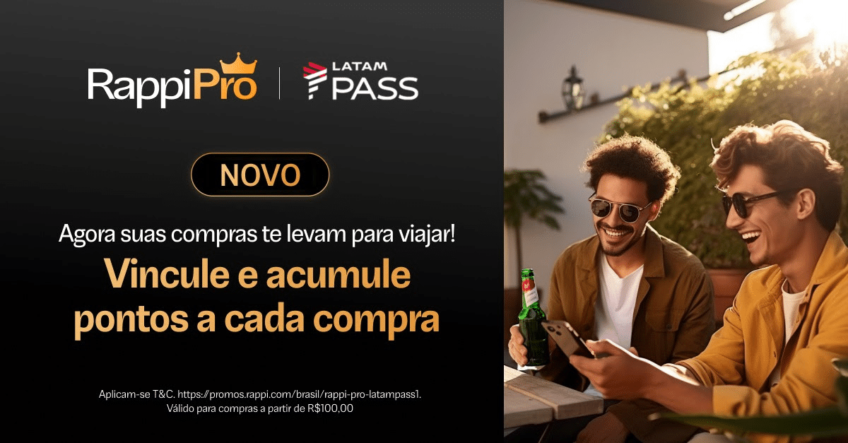 LATAM Pass e Rappi firmam parceria e clientes podem ganhar pontos por compras