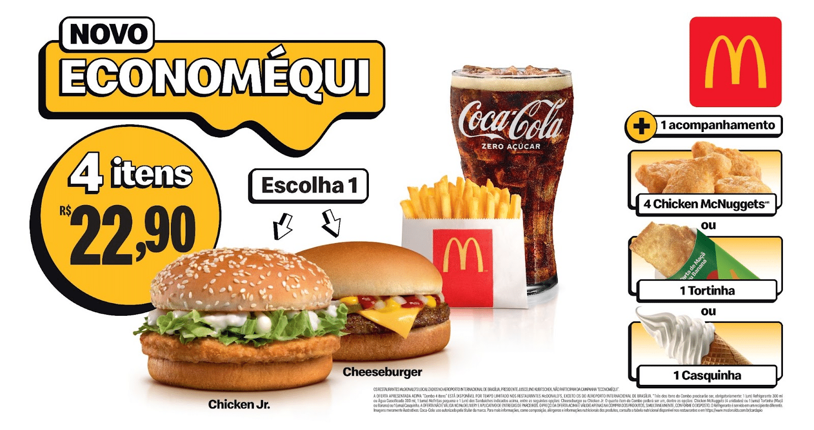 Economéqui do McDonald’s: combo por R$ 22,90 com 4 itens